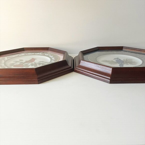 Vintage Cardinal Blue Jay Framed Collector Plates Set 2 by Christine Marshall - Picture 10 of 10